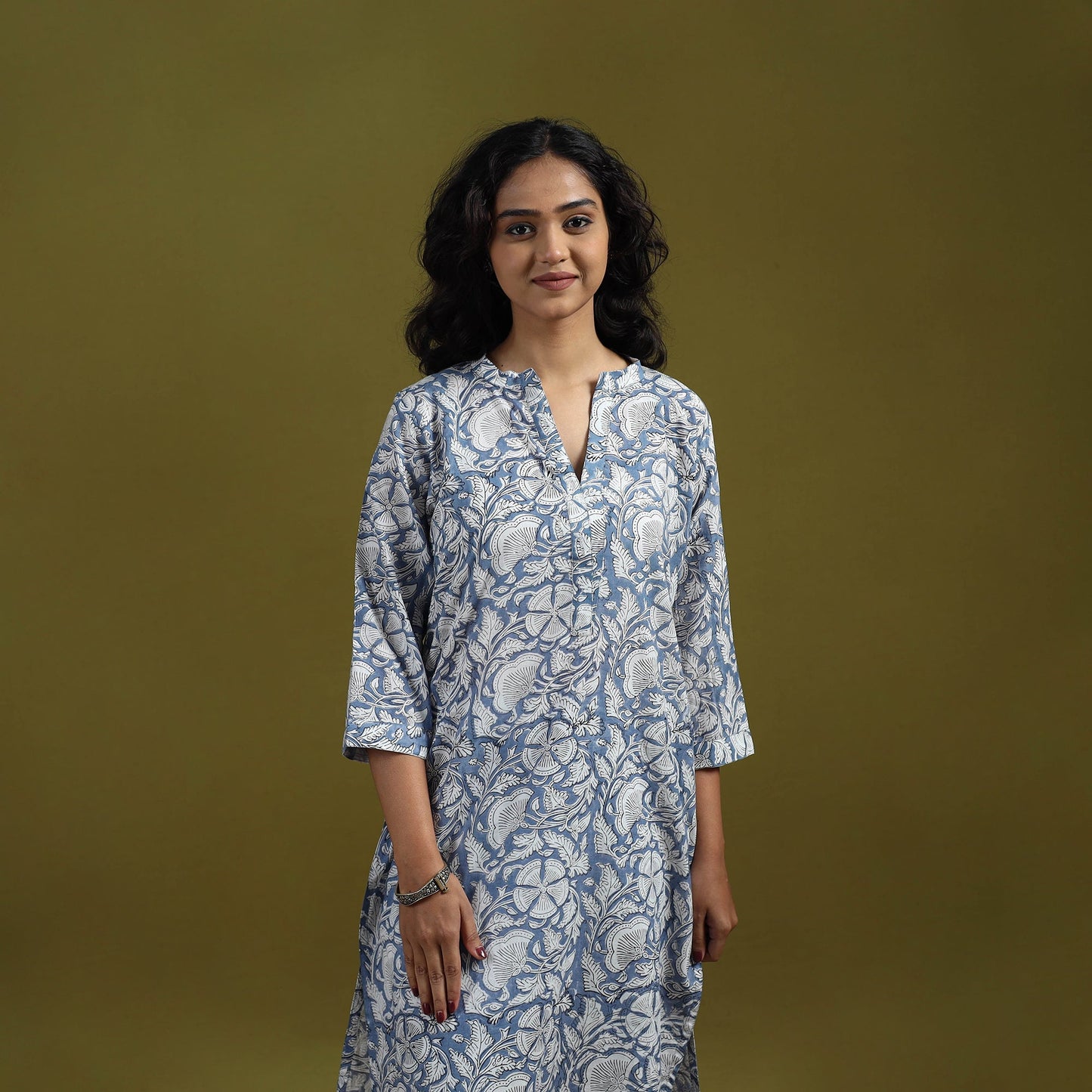 Floral cotton sanganeri co-ord set 04 - handcrafted