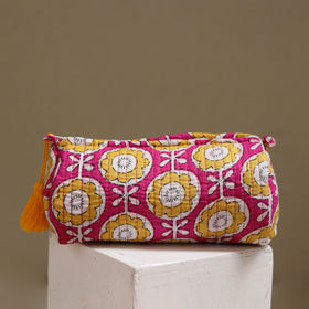 Floral hand block print quilted toiletry bags (set of 3) 06