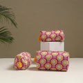 Floral hand block print quilted toiletry bags (set of 3) 06