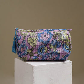 Floral hand block print quilted toiletry bags (set of 3) 28