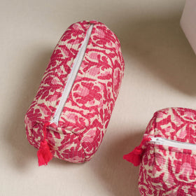 Floral hand block print quilted toiletry bags (set of 3) 31