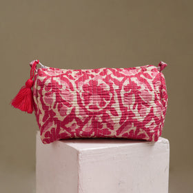 Floral hand block print quilted toiletry bags (set of 3) 31