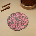 Pink Floral Block Print Hand Embroidery Roti Napkin