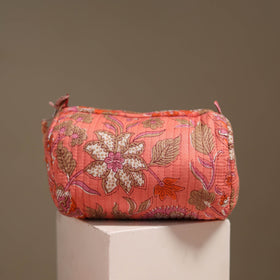 Pink - floral hand quilted toiletry bags (set of 3) 16