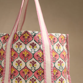 Pink - floral hand tote bag 04 - handcrafted