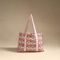 Pink - floral hand tote bag 04 - handcrafted