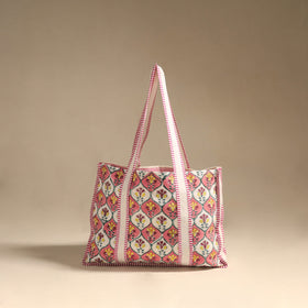Pink - floral hand tote bag 04 - handcrafted
