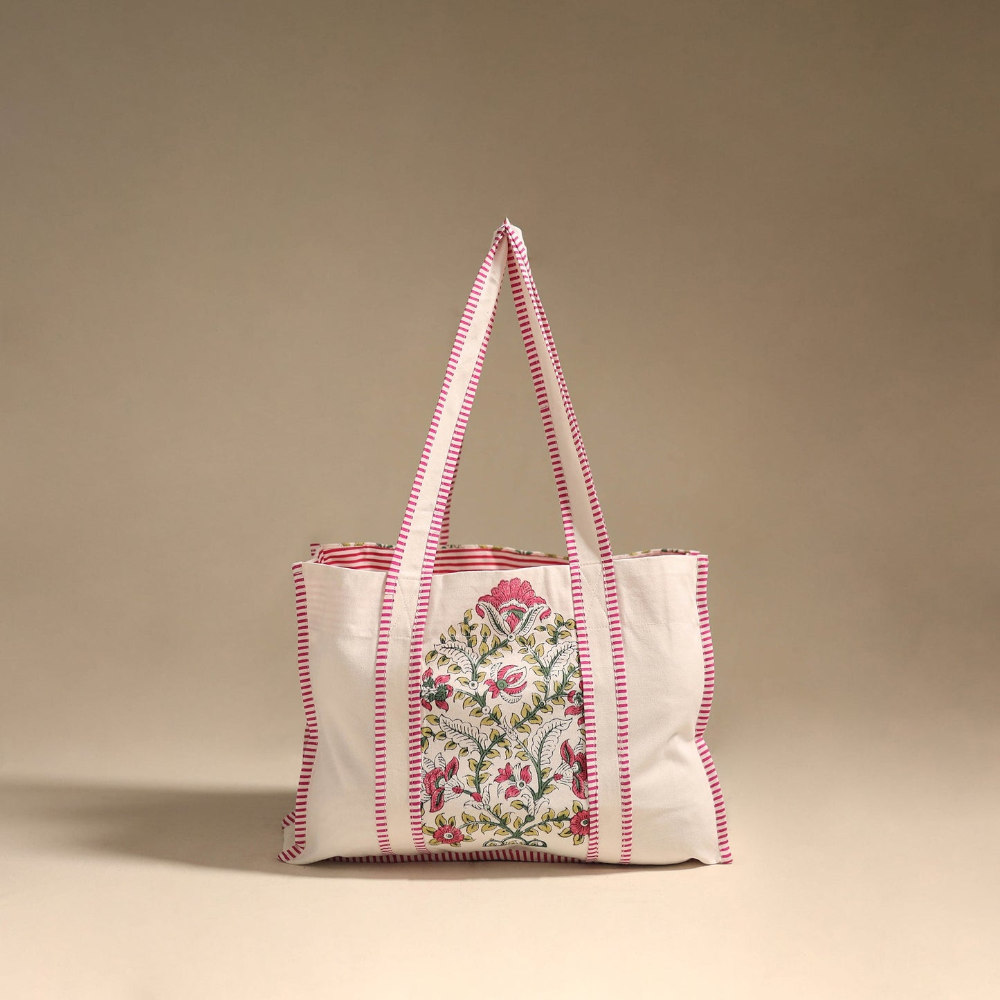 Pink - floral hand tote bag 08 - handcrafted