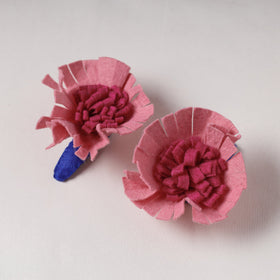  Flower - Handmade Felt Work Tik-Tak Hair Clips (Set of 2) 