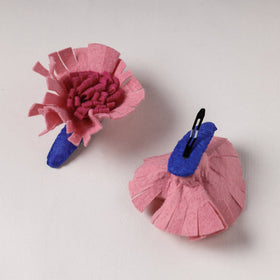  Flower - Handmade Felt Work Tik-Tak Hair Clips (Set of 2) 
