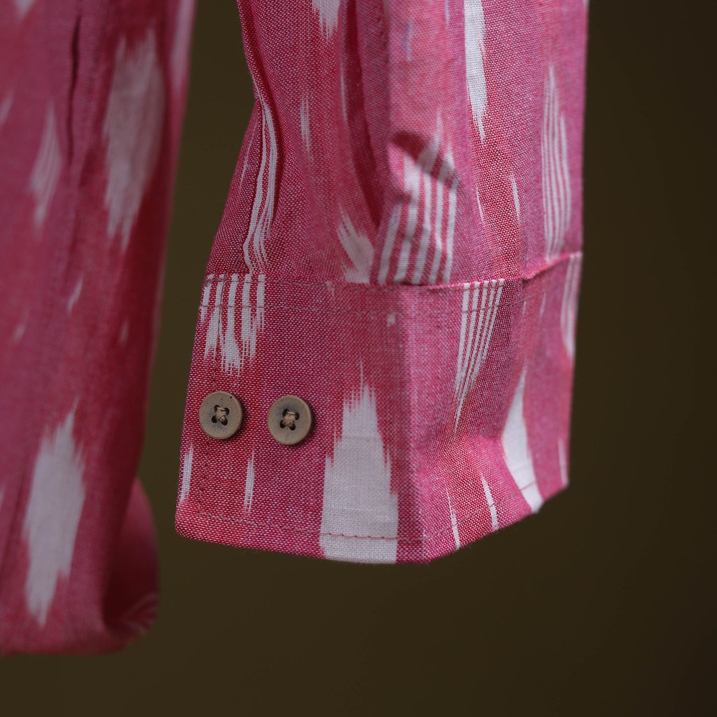 Pink - full sleeve cotton men pochampally ikat shirt 11