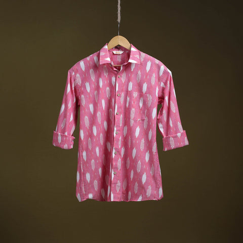 Pink - full sleeve cotton men pochampally ikat shirt 11
