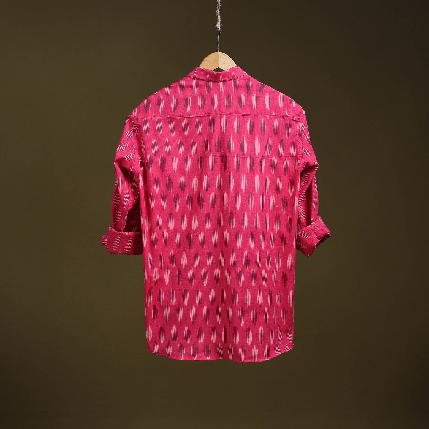 Pink - full sleeve cotton men pochampally ikat shirt 13