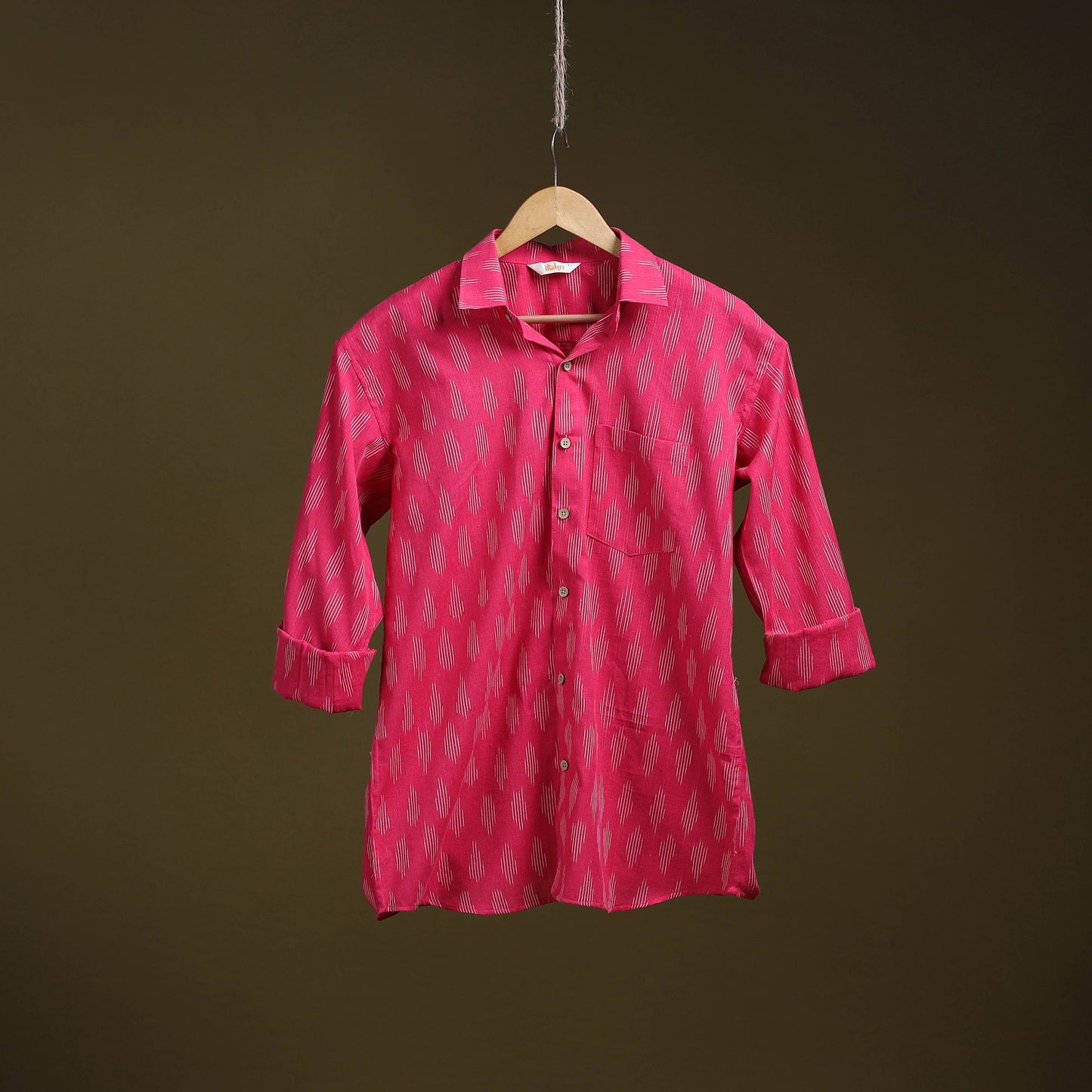 Pink - full sleeve cotton men pochampally ikat shirt 13
