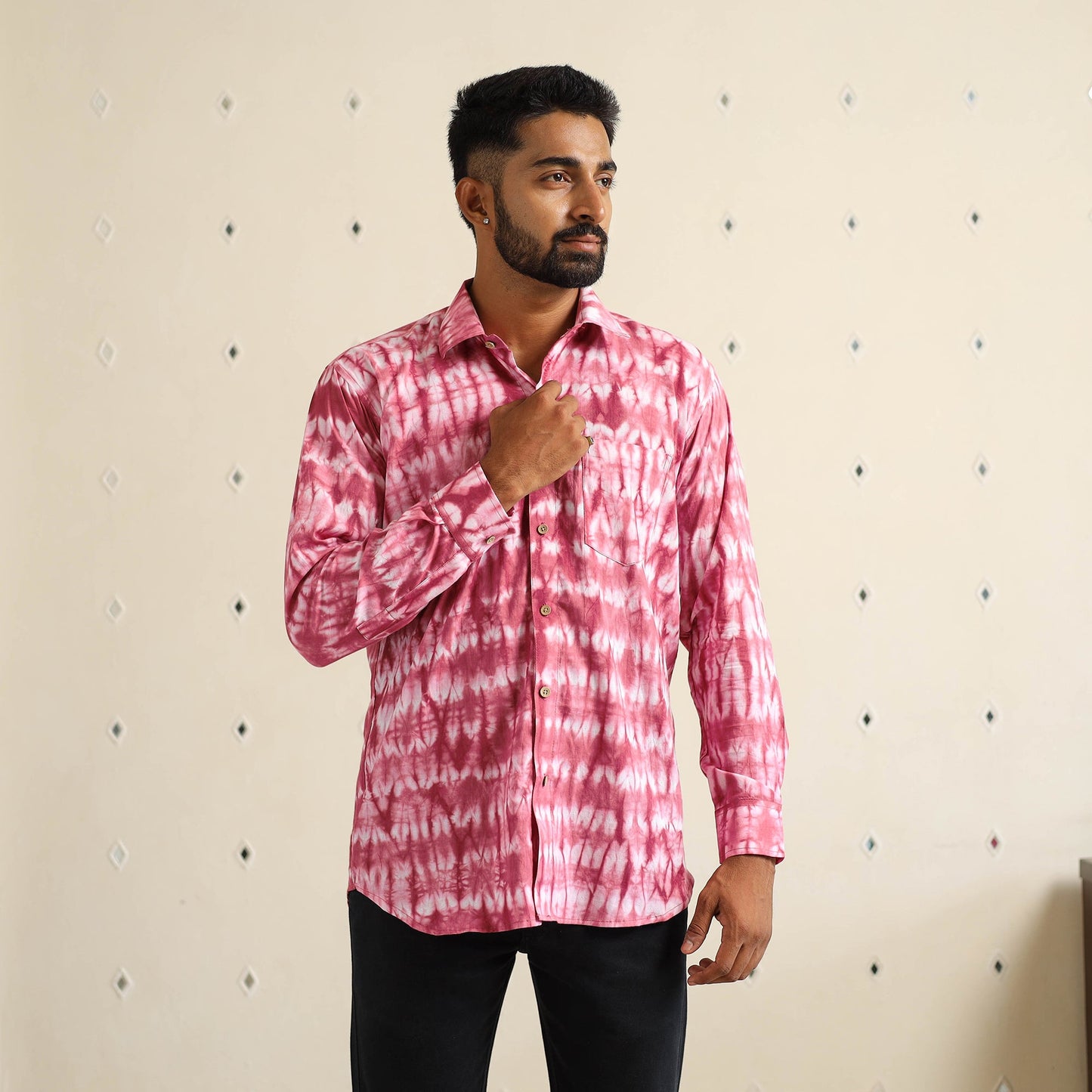 Buy Full Sleeve Tie & Dye Cotton Men Shibori Shirt