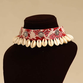 Pink - german silver fabart choker necklace set with shell