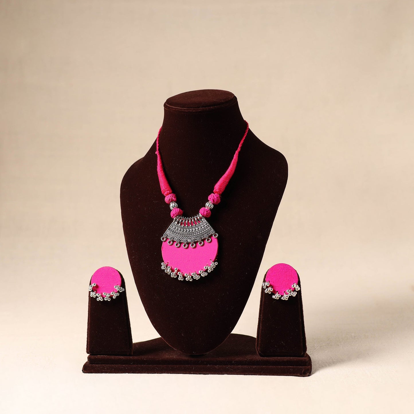 Pink German Silver Fabart Necklace Set