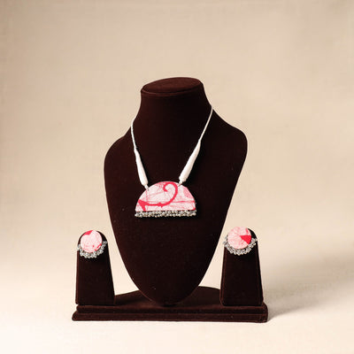 Pink German Silver Fabart Necklace Set