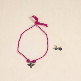 Pink - german silver necklace set 11 - handcrafted