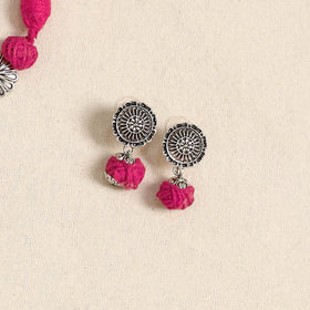 Pink - german silver necklace set with beads 50