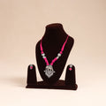 Pink - german silver necklace set with beads 50