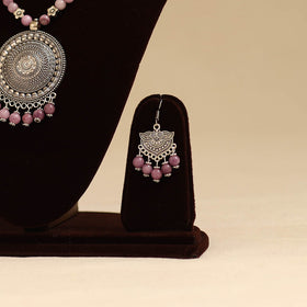 Pink - german silver necklace set with glass stones 23