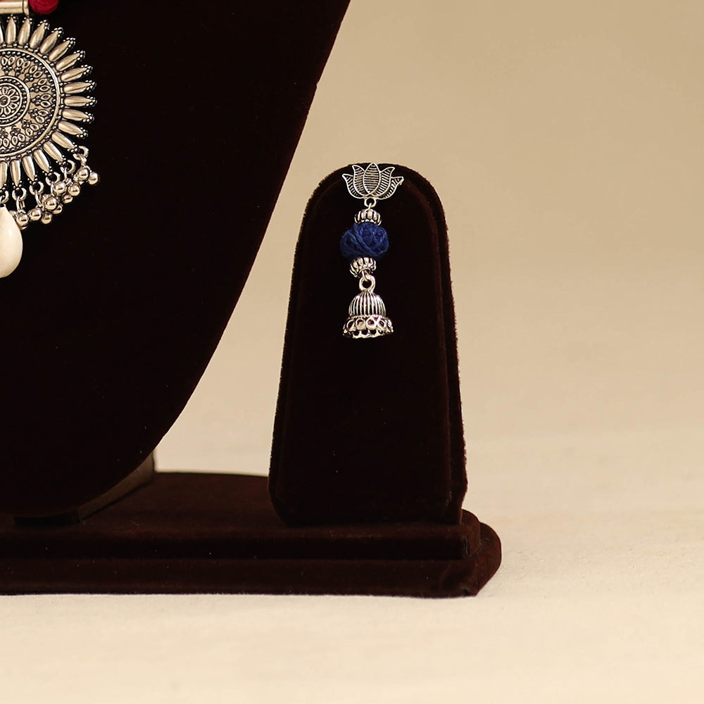 Pink - german silver necklace set with thread beads 08