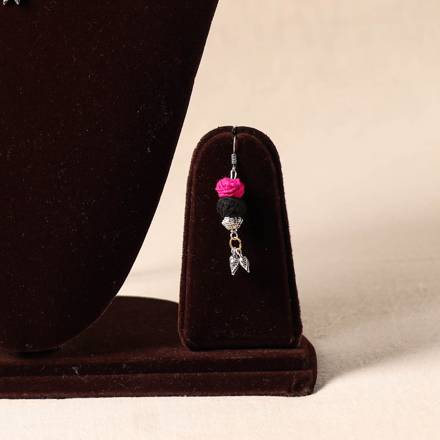 Pink German Silver Thread Beads Necklace Set