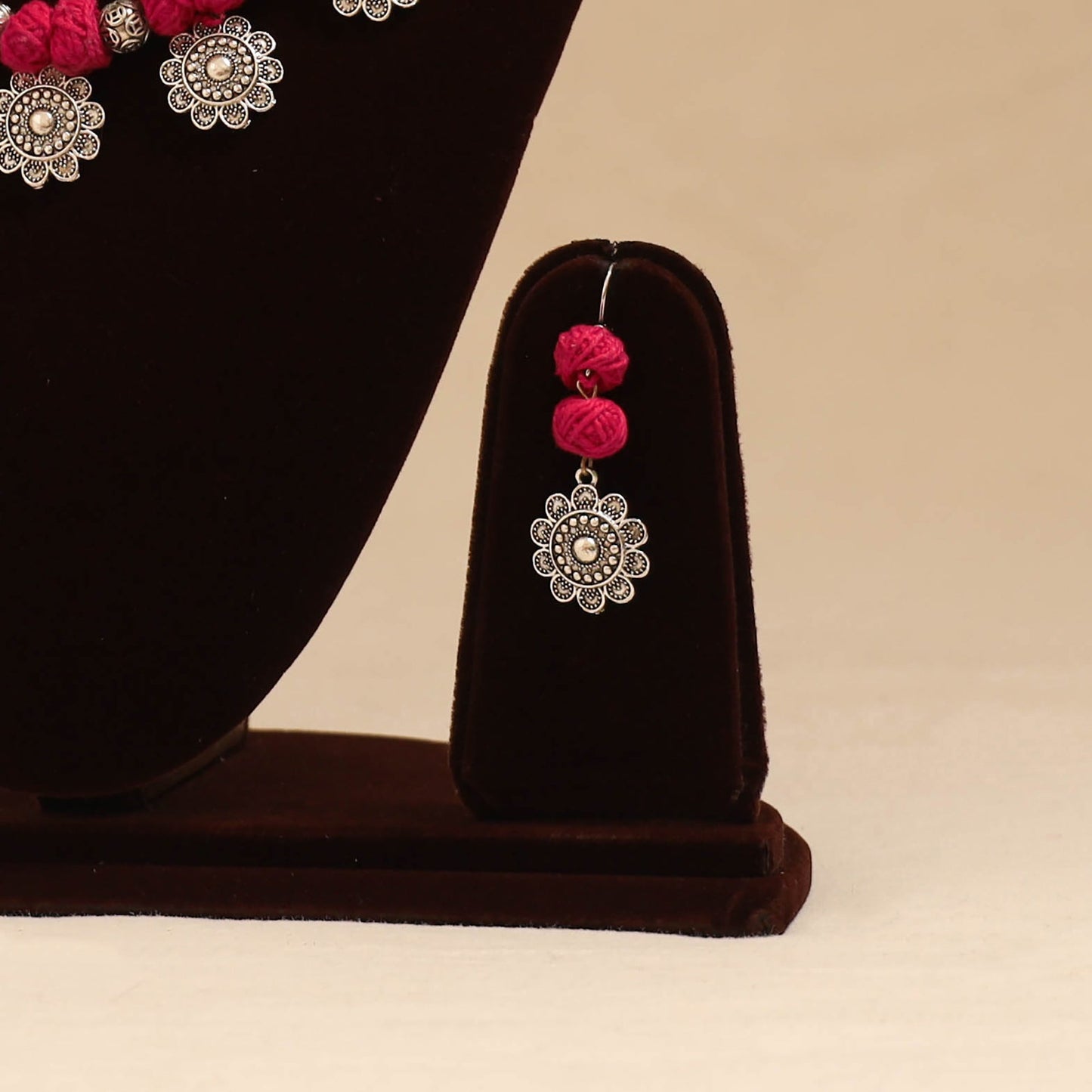 German silver thread beads necklace set 15 - handcrafted