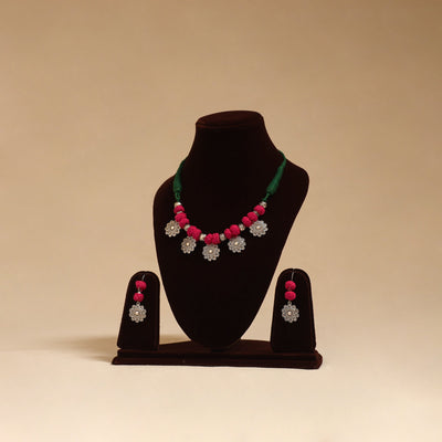 German silver thread beads necklace set 15 - handcrafted