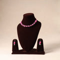 Pink German Silver Thread Beads Necklace Set
