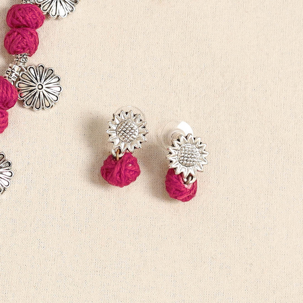 Pink - german silver thread beads necklace set 27