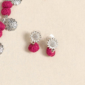 Pink - german silver thread beads necklace set 27