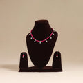 Pink - german silver wooden beads necklace set 04