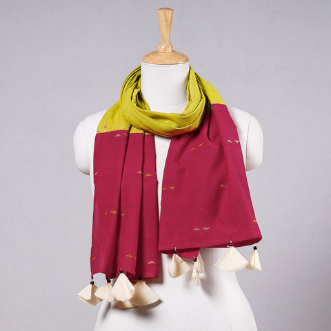  Godavari Jamdani Buti Patchwork Cotton Stole with Tassels 