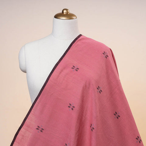 Pink Godavari Jamdani Buti Pure Handloom Cotton Fabric 
