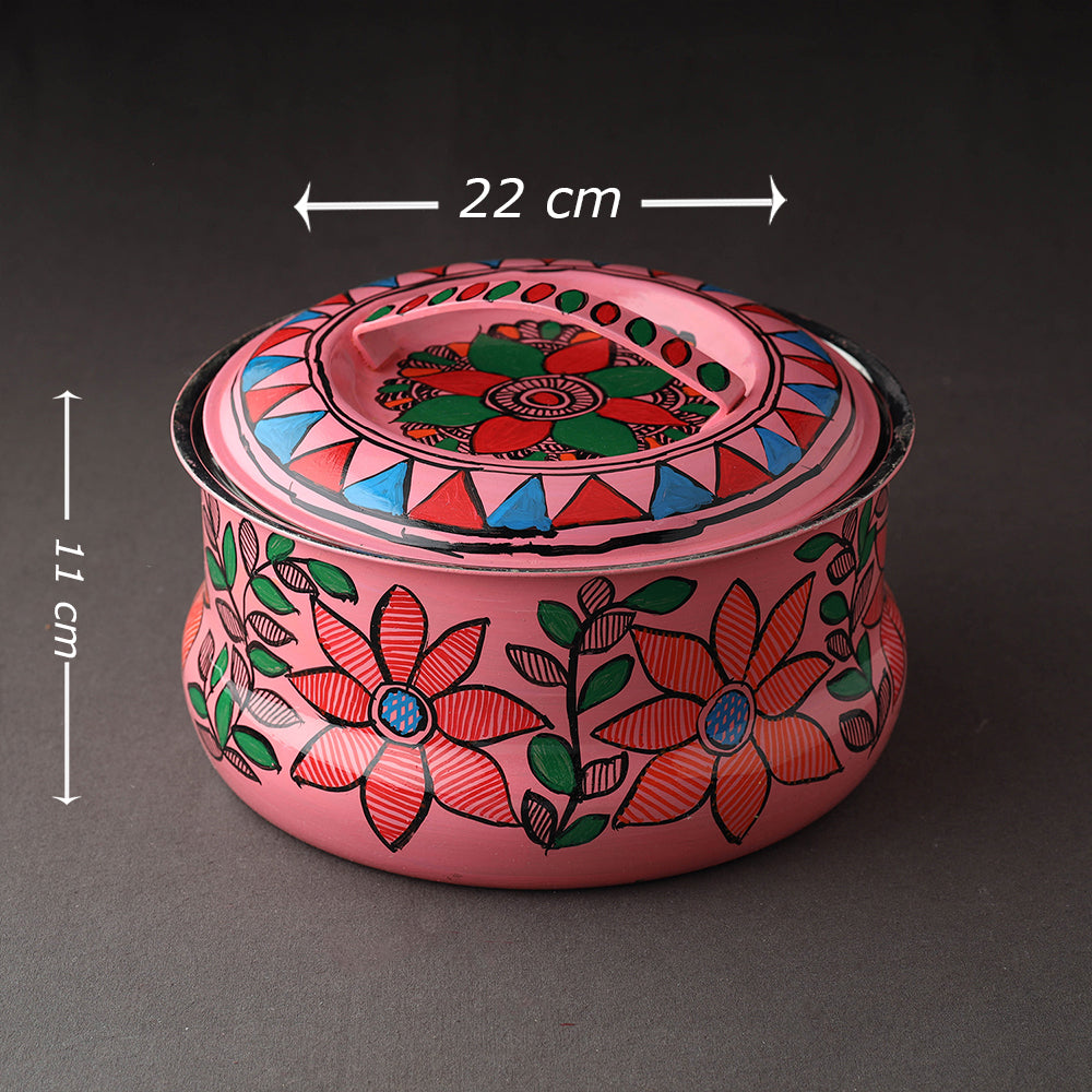  Godna Madhubani Handpainted Stainless Steel Casserole 