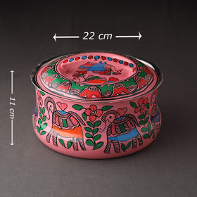  Godna Madhubani Handpainted Stainless Steel Casserole 