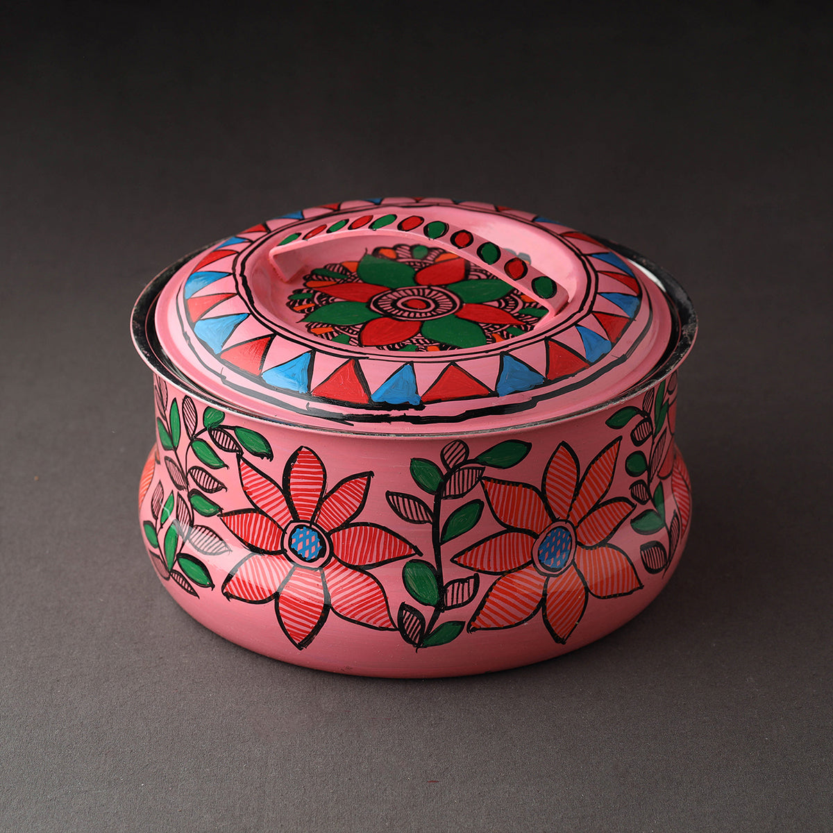  Godna Madhubani Handpainted Stainless Steel Casserole 