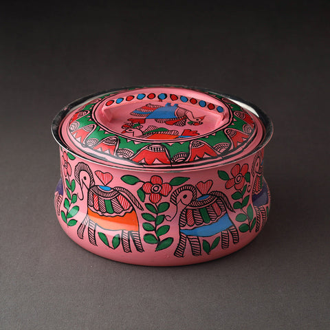  Godna Madhubani Handpainted Stainless Steel Casserole 