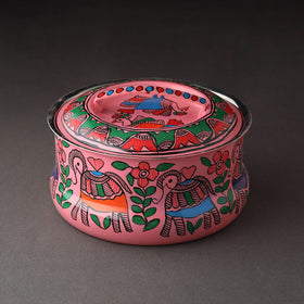  Godna Madhubani Handpainted Stainless Steel Casserole 