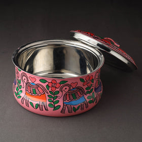  Godna Madhubani Handpainted Stainless Steel Casserole 