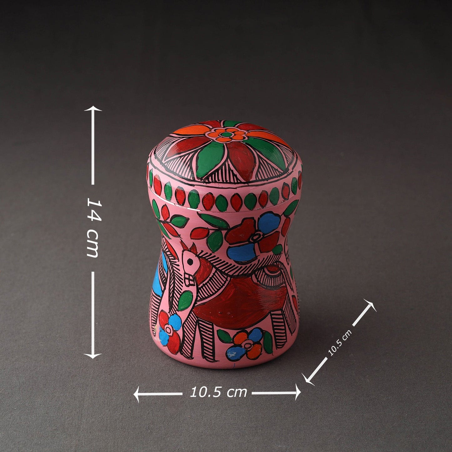 Pink Bengal Patua Handpainted Stainless Steel Multi Utility Canister