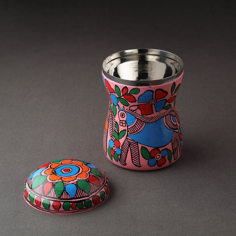 Pink Bengal Patua Pink Handpainted Stainless Steel Canister