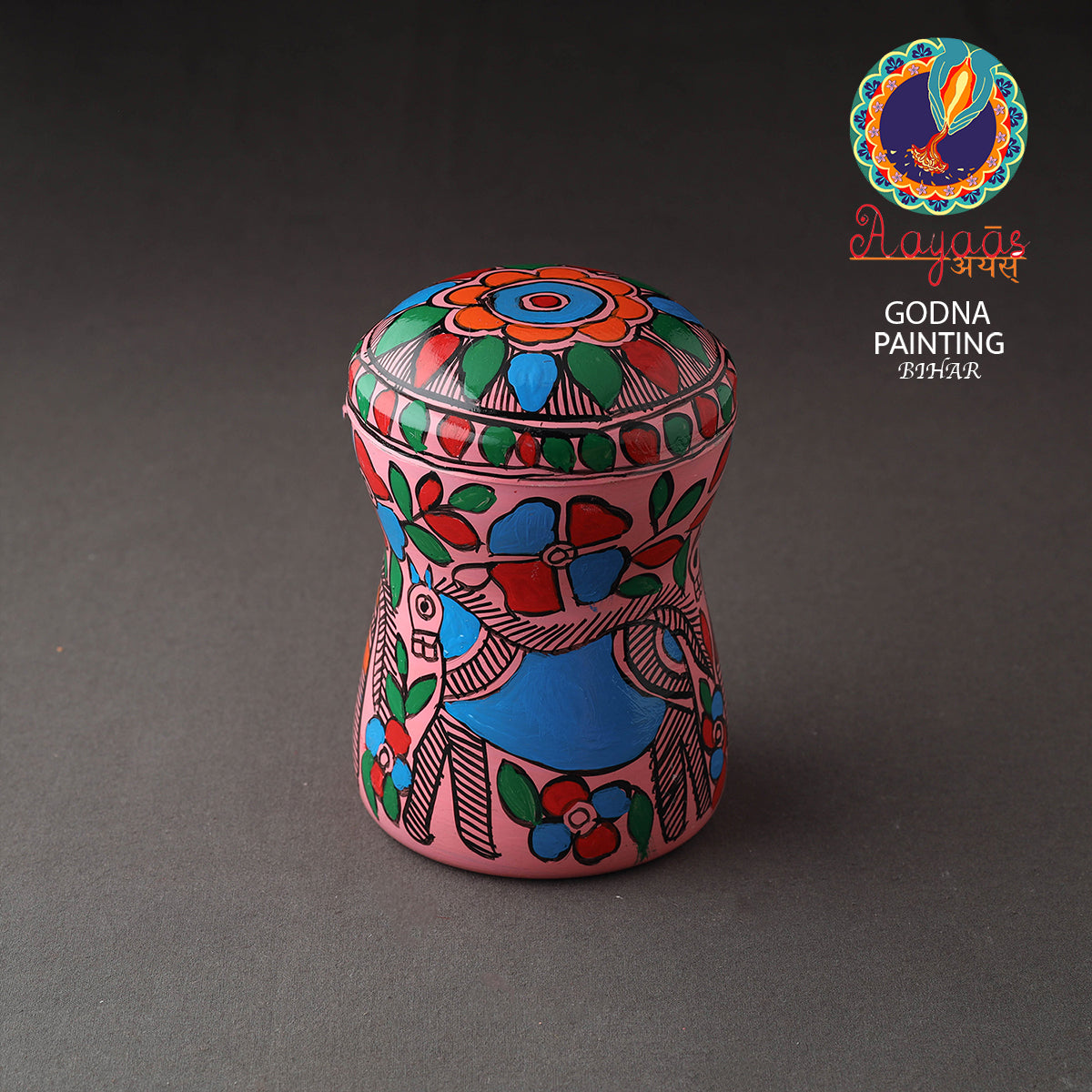 Pink Bengal Patua Pink Handpainted Stainless Steel Canister