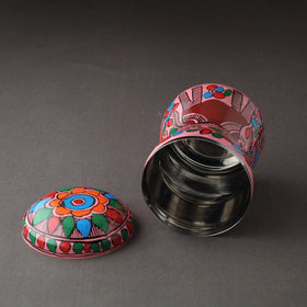 Pink Bengal Patua Pink Handpainted Stainless Steel Canister