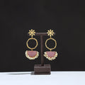Pink - golden plated seep pearl & onyx natural stone