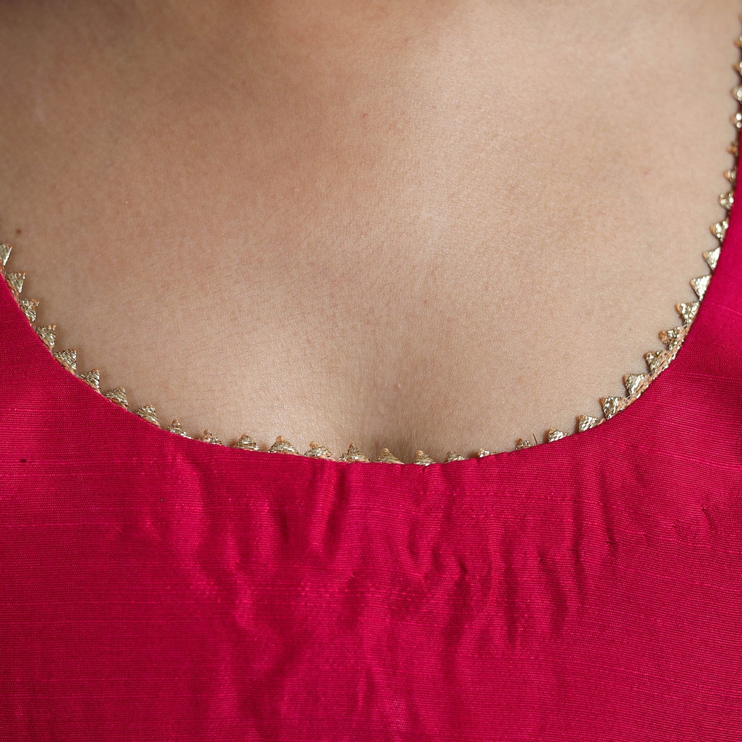 Pink Gota Patti Slub Silk Plain Blouse Online
