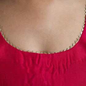 Pink Gota Patti Slub Silk Plain Blouse Online