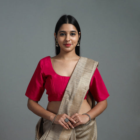 Pink Gota Patti Slub Silk Plain Blouse Online